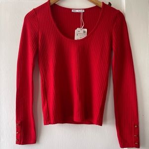 Zara Size S waffle top- Red